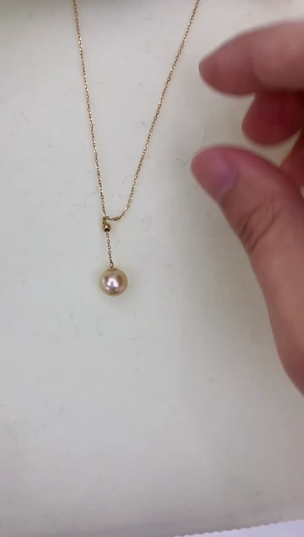 【闪购商品】海水珍珠颈饰18K金镶嵌羽皇金Y链9-9.5