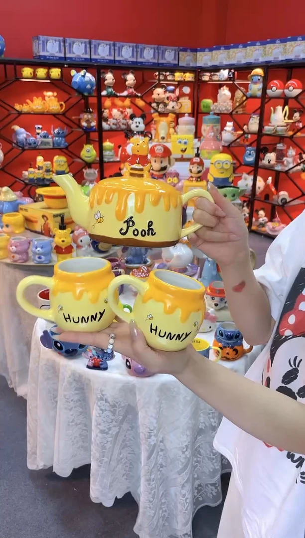 【闪购商品】.@@陶瓷维尼熊一壶二杯