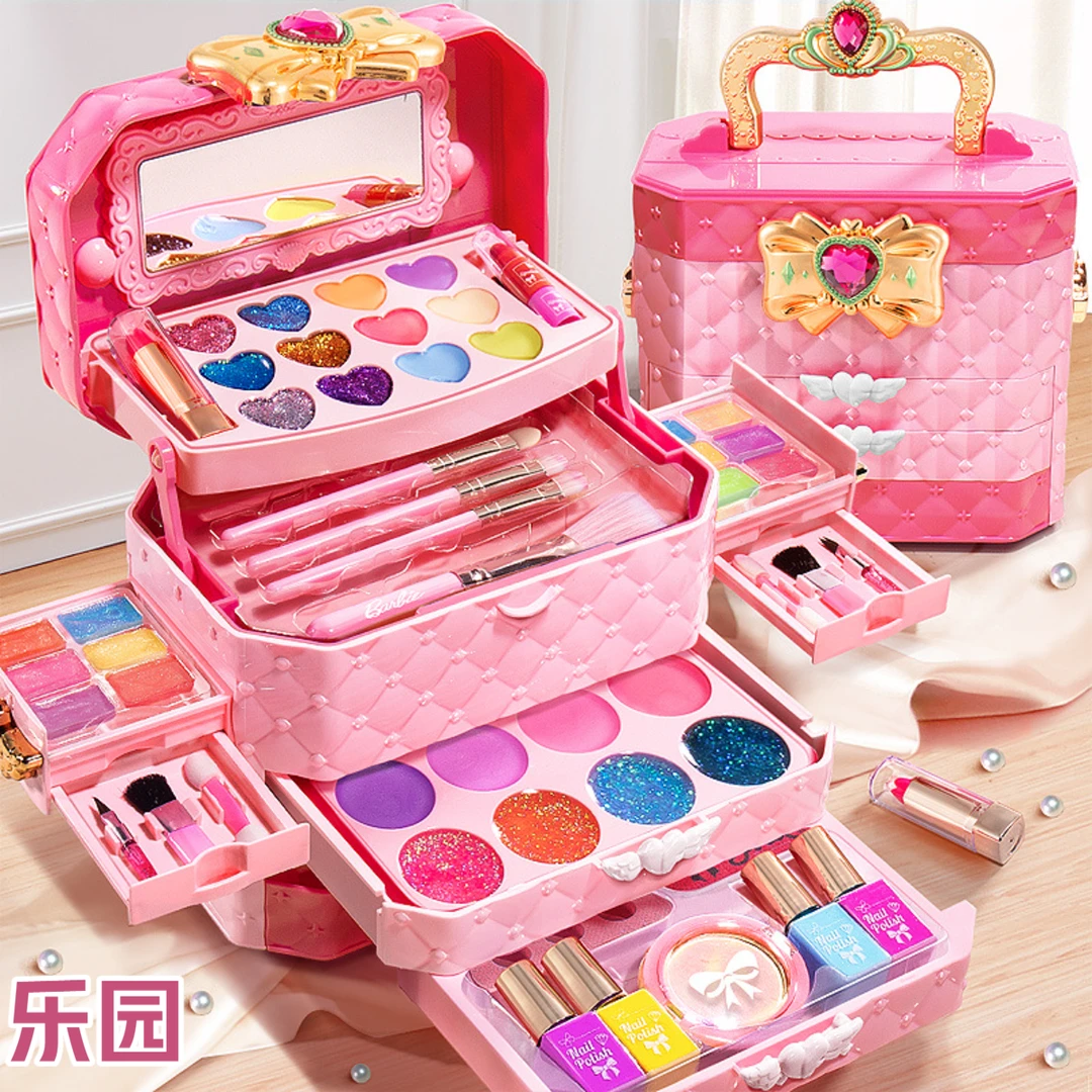 高档音乐儿童化妆品手提箱玩具送礼套装女孩公主彩妆盒指油大容量