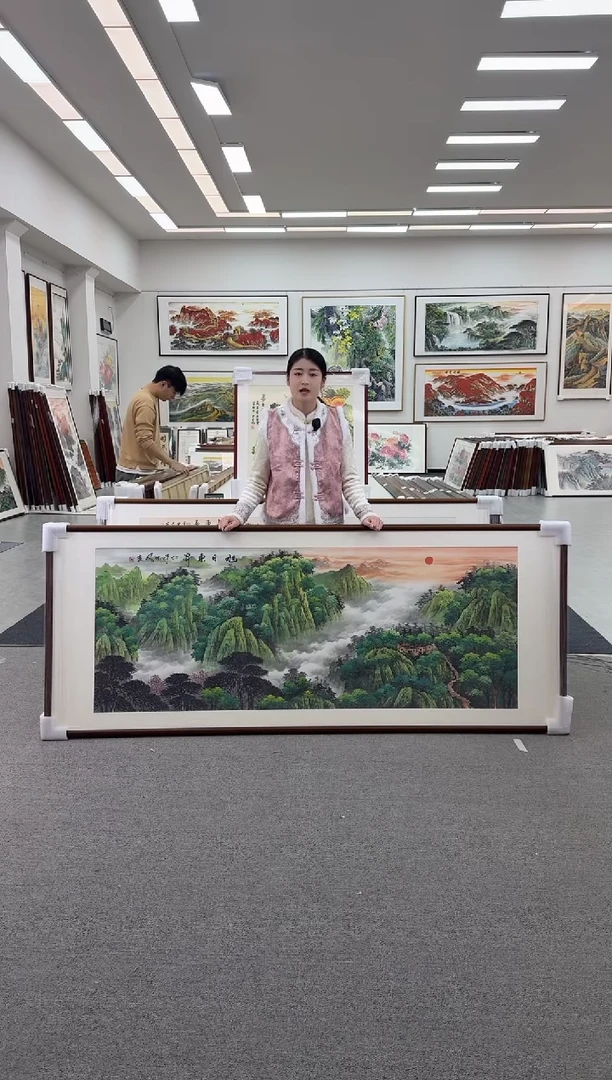 国画手绘 219*88 旭日东升
