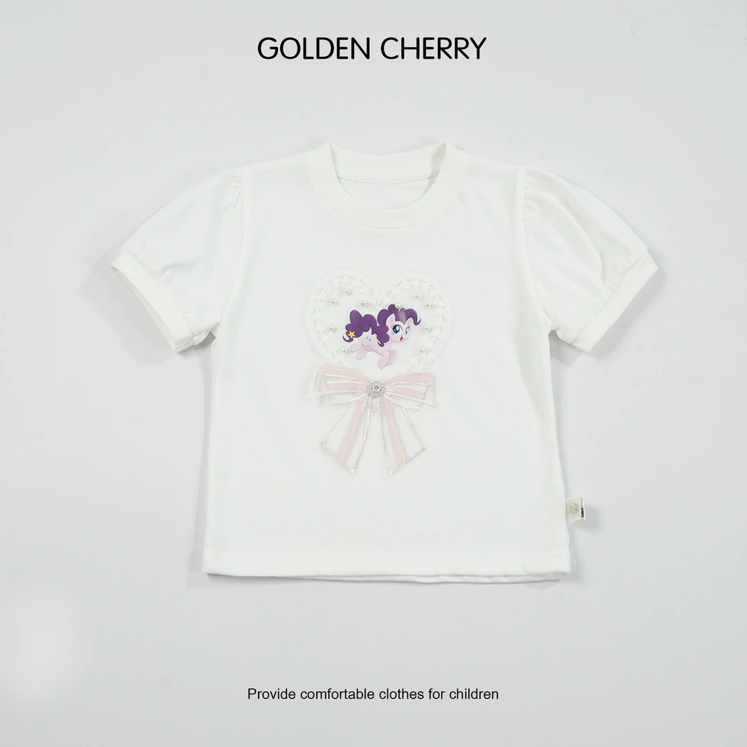 【金樱桃Golden cherry】小童白色小马宝宝莉莉可爱T恤QDD751