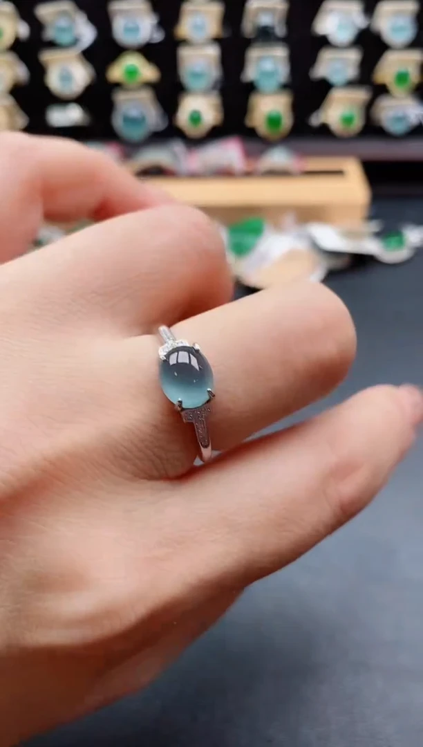 银S925镶嵌戒指翡翠1