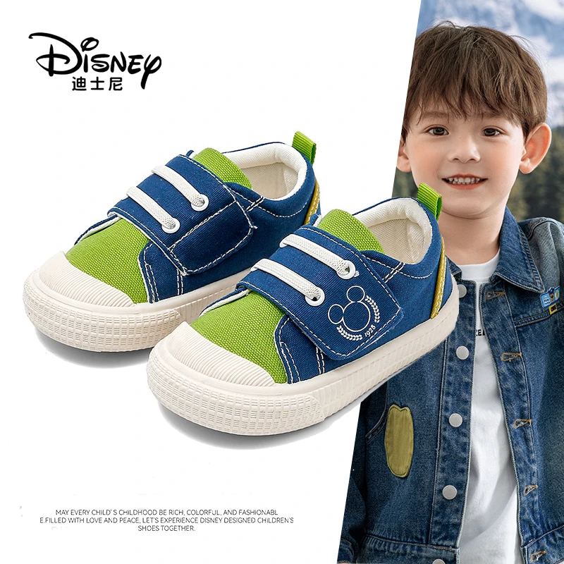 迪士尼儿童帆布鞋春夏新款男童学步鞋幼儿园室内鞋女童休闲板鞋