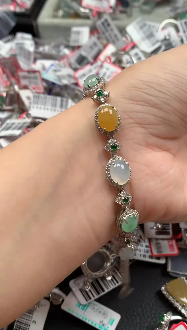 银S925镶嵌戒指翡翠天然A货缅甸翡翠