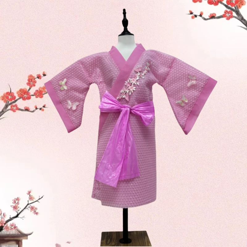 成人环保服民族自制走秀汉服塑料创意时衣服亲子古典书演出服