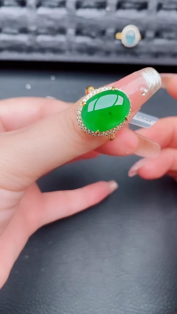 翡翠戒指银S925镶嵌天然a货翡翠266