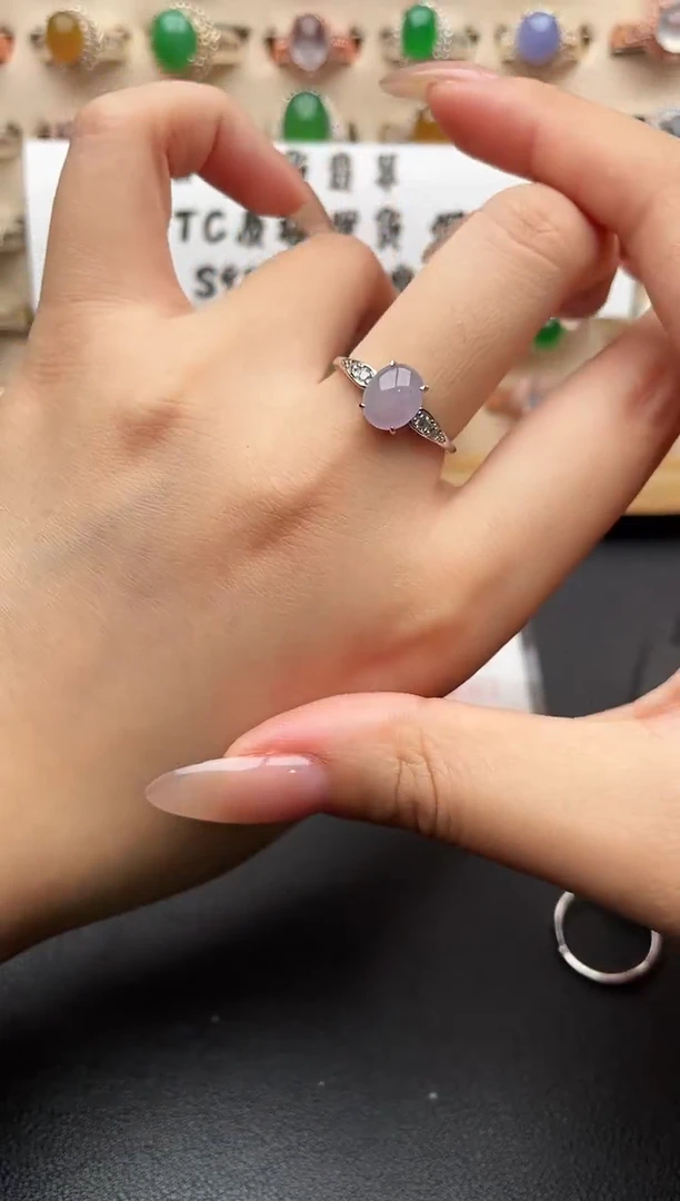 银S925镶嵌戒指翡翠一物一证一礼盒