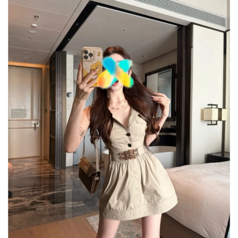 2025夏季新款设计感韩版气质复古工装连衣裙