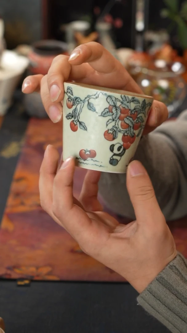 【闪购商品】熊猫柿子加彩咖啡杯熊