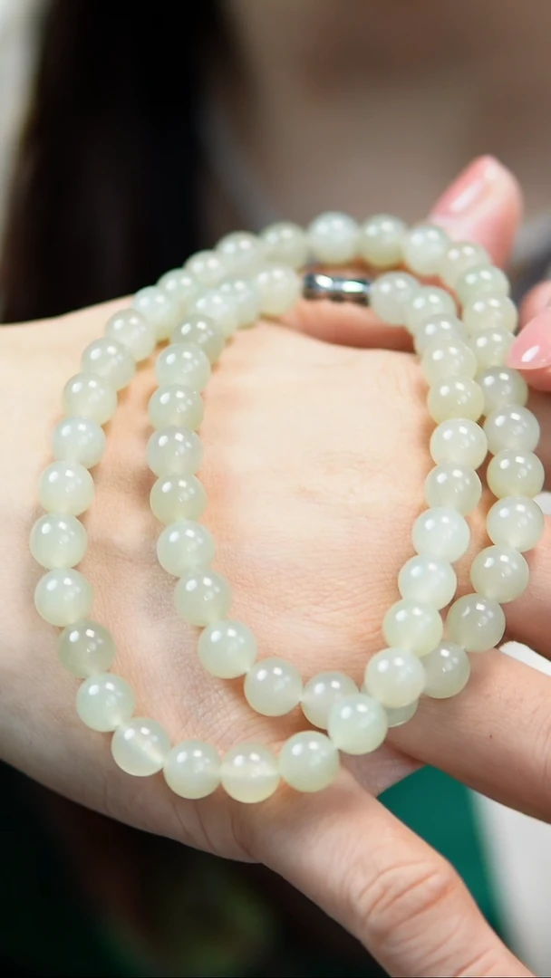 和田玉未镶嵌颈饰8mm冰晴水