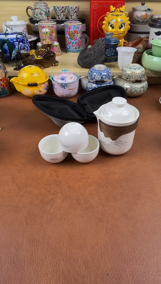 陶瓷茶具摆件旅行套组