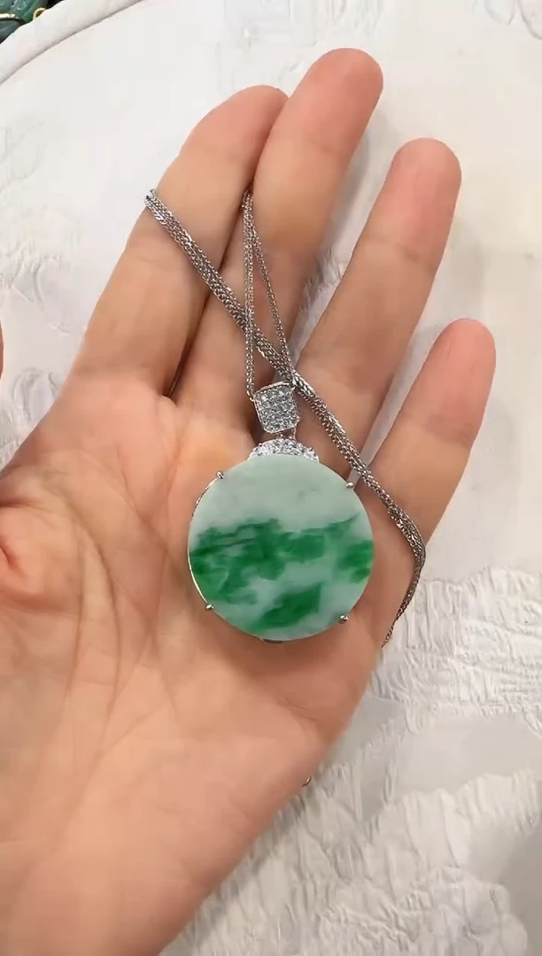 翡翠银S925镶嵌颈饰国风