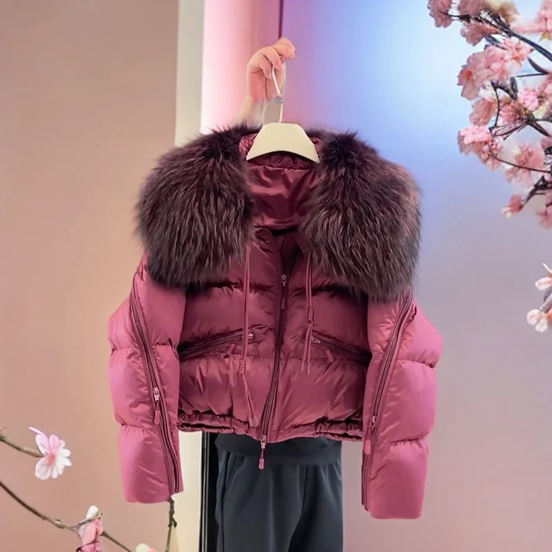 欧货洋气高级感毛领棉服女高端气质爆款加厚保暖短款外套2025冬季