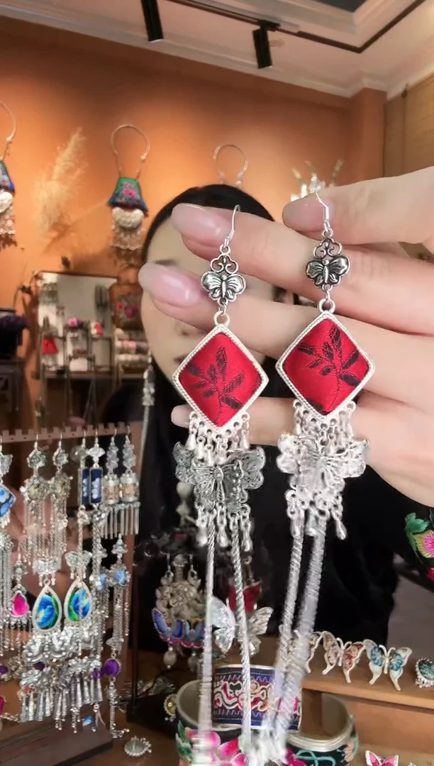 刺绣纯手工民族风耳环