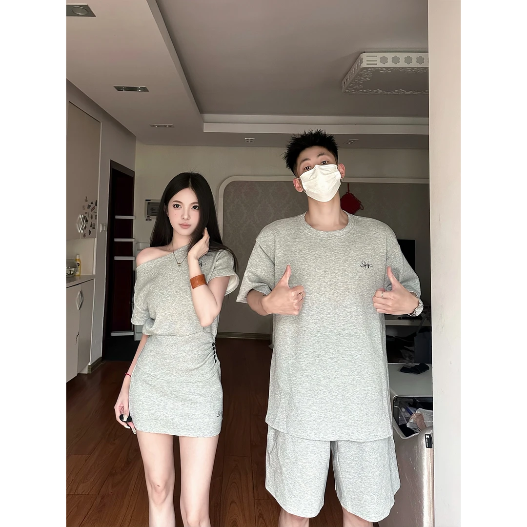 情侣装夏季2025新款小众设计感女短袖T恤两件套法式一衣一裙ins潮