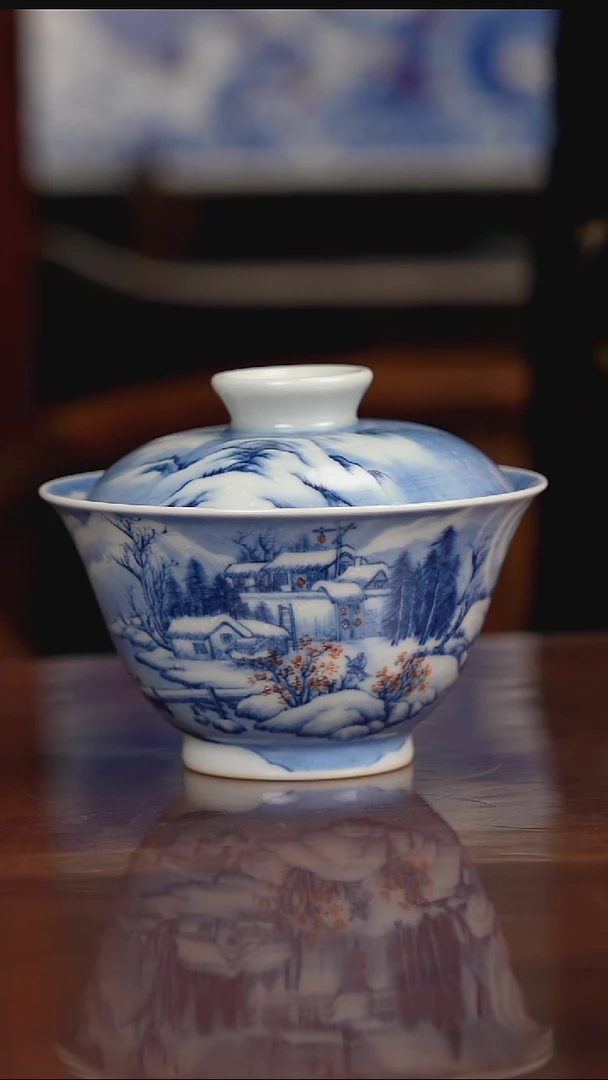 景琳藏青花北派山水