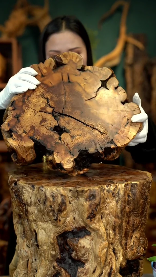 木知**策雷击枣木底座