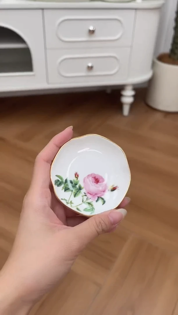 杯玫瑰高骨骨瓷小碟微瑕不退换