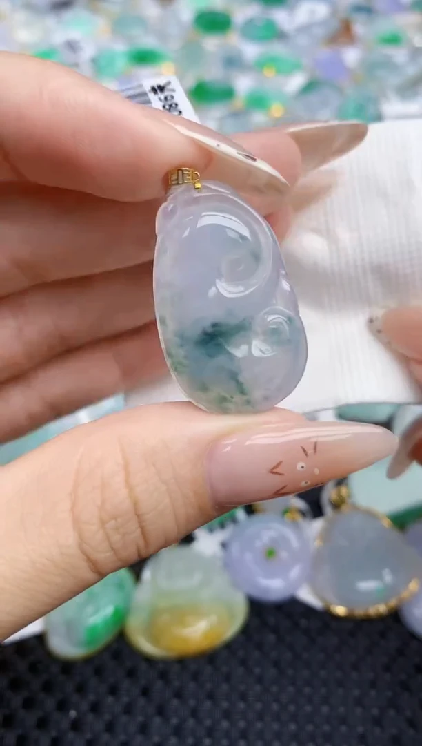 翡翠18K金镶嵌颈饰108   天然翡翠A货