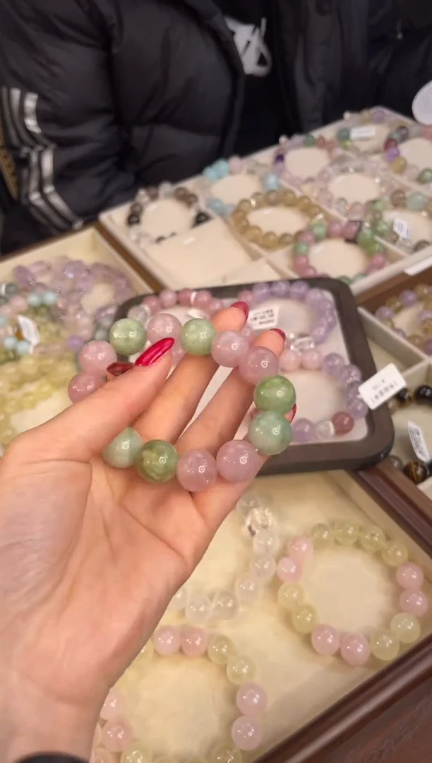 未镶嵌手串水晶粉绿