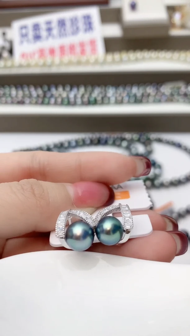银S925镶嵌耳饰海水珍珠A18