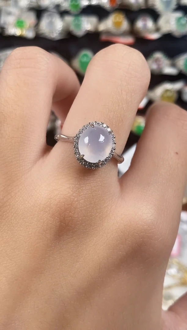 银S925镶嵌戒指翡翠 天然A货翡翠28