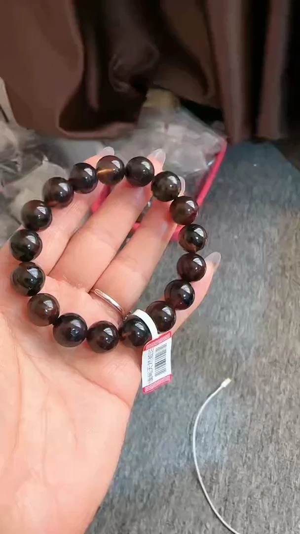 【闪购商品】琥珀手链未镶嵌规格12微瑕紫翳灵草手串#28