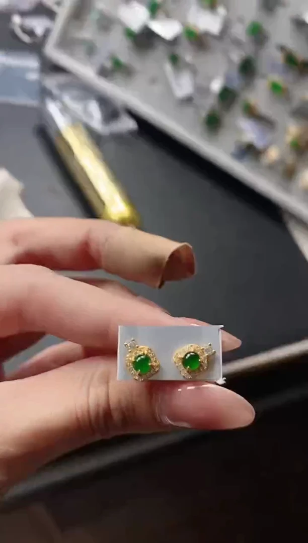 翡翠戒指银S925镶嵌5151-5