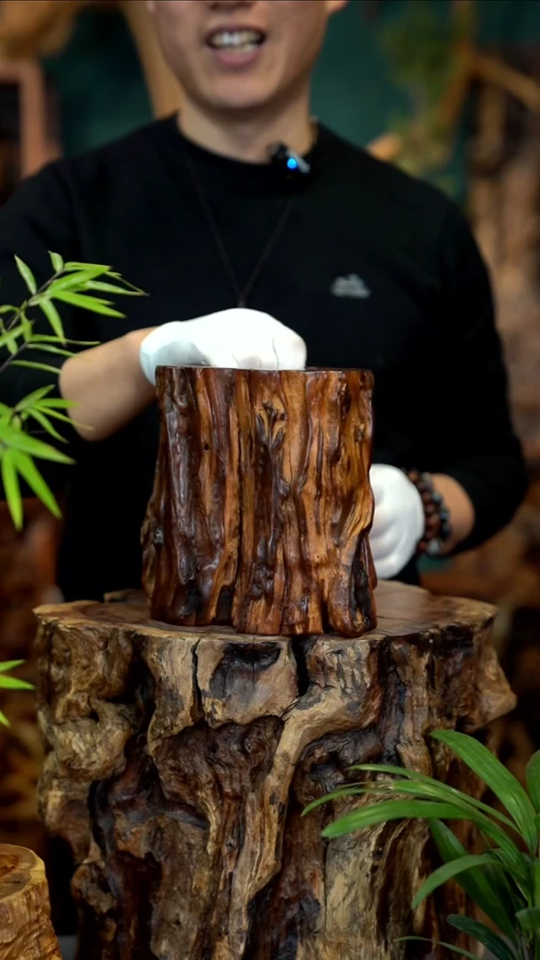 木雷击枣木脱骨老料笔筒