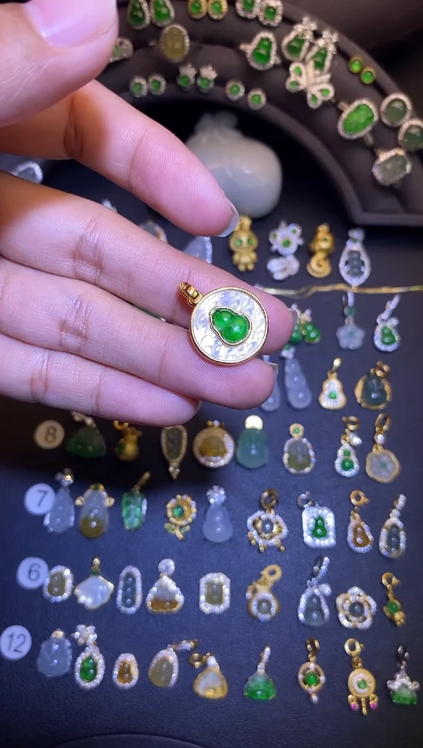 吊坠(不含链)银S925镶嵌翡翠1