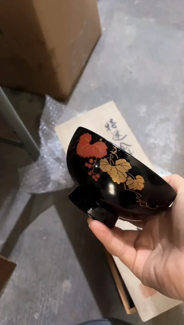 无盖实木 金石绘 碗     5个