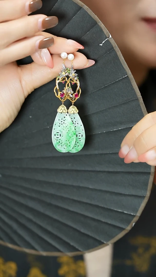 【闪购商品】翡翠耳饰银S925镶嵌支持48小时鉴赏