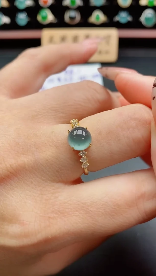 银S925镶嵌戒指翡翠1