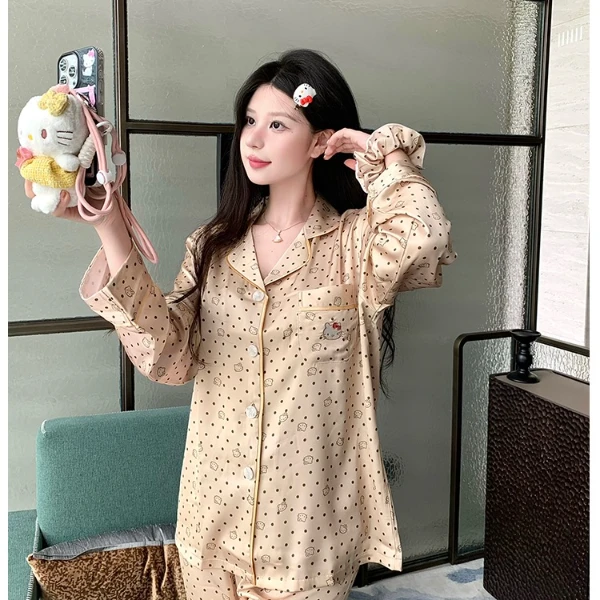 达芬奇密码2025金色KT猫睡衣家居服套装情侣款薄款宽松显瘦欧若风