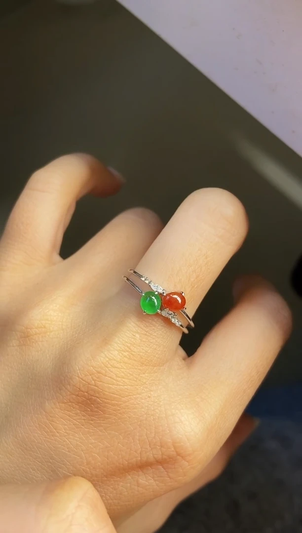 银S925镶嵌戒指翡翠12