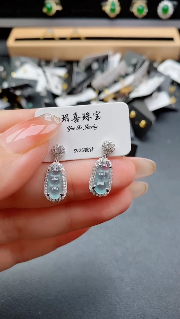 银S925镶嵌戒指翡翠1