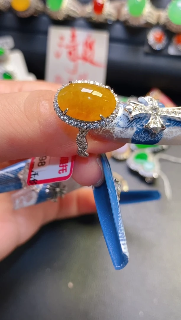 银S925镶嵌翡翠耳饰天然