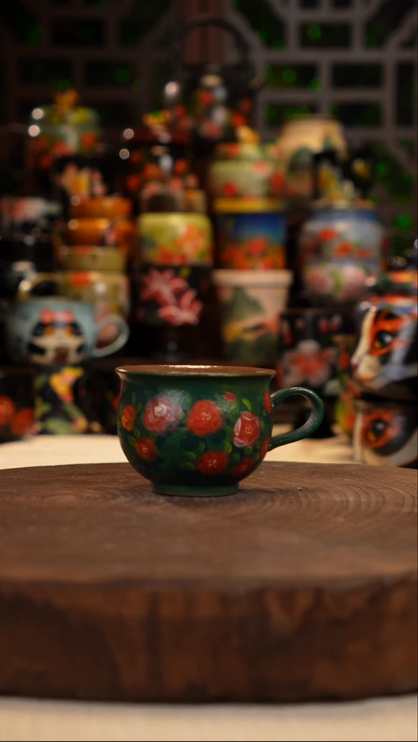 油画  手绘釉下彩