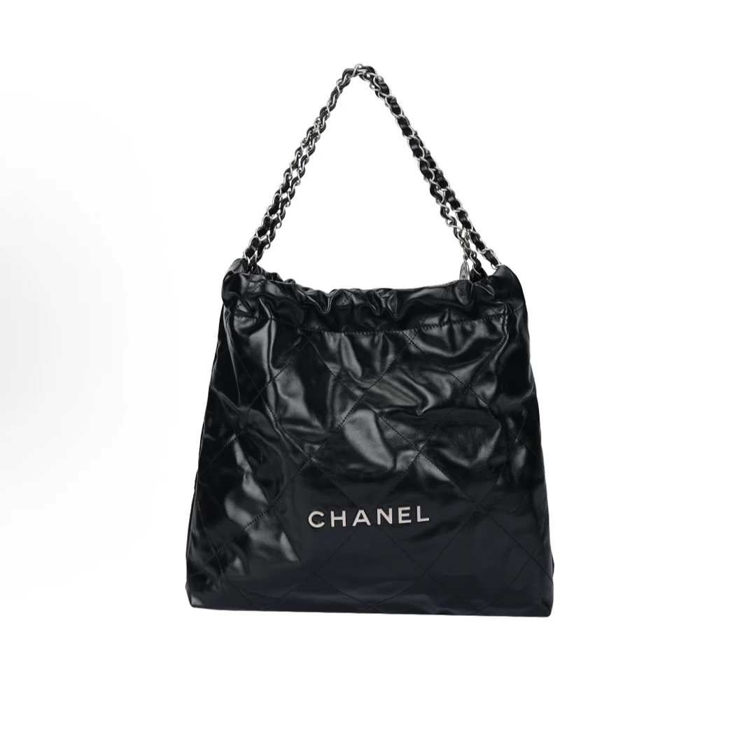90新 Chanel/香奈儿 22bag黑银垃圾袋中号