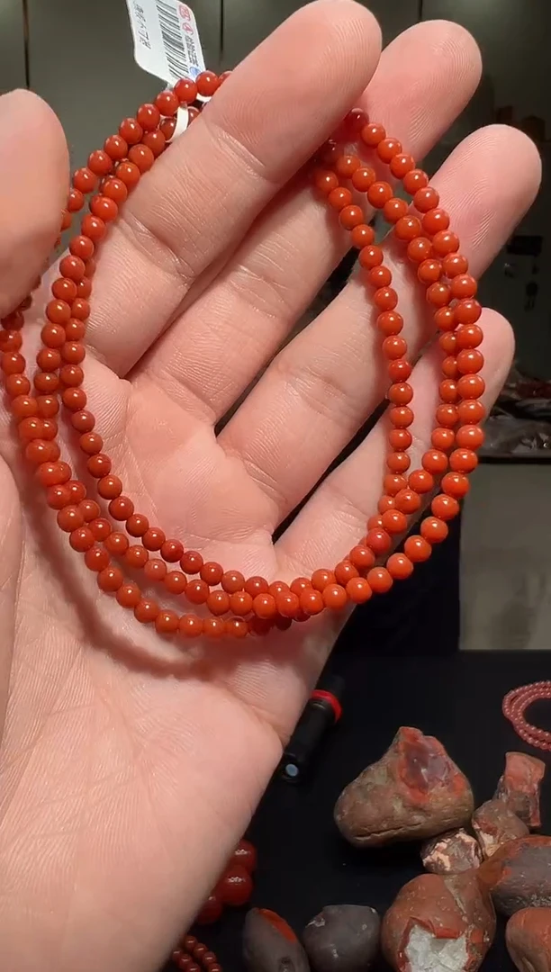 【闪购商品】南红玛瑙手链未镶嵌柿子红4mm/yz01664多样性发货