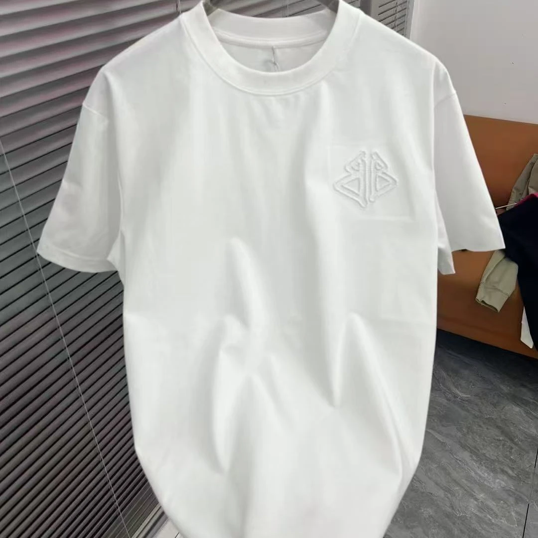 夏新款潮牌短袖T恤男宽松手工裁字母剪体恤半袖男女同款t恤85028