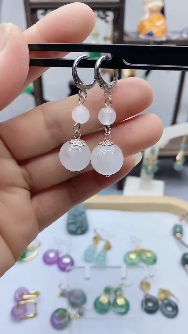 和田玉银S925镶嵌耳饰01