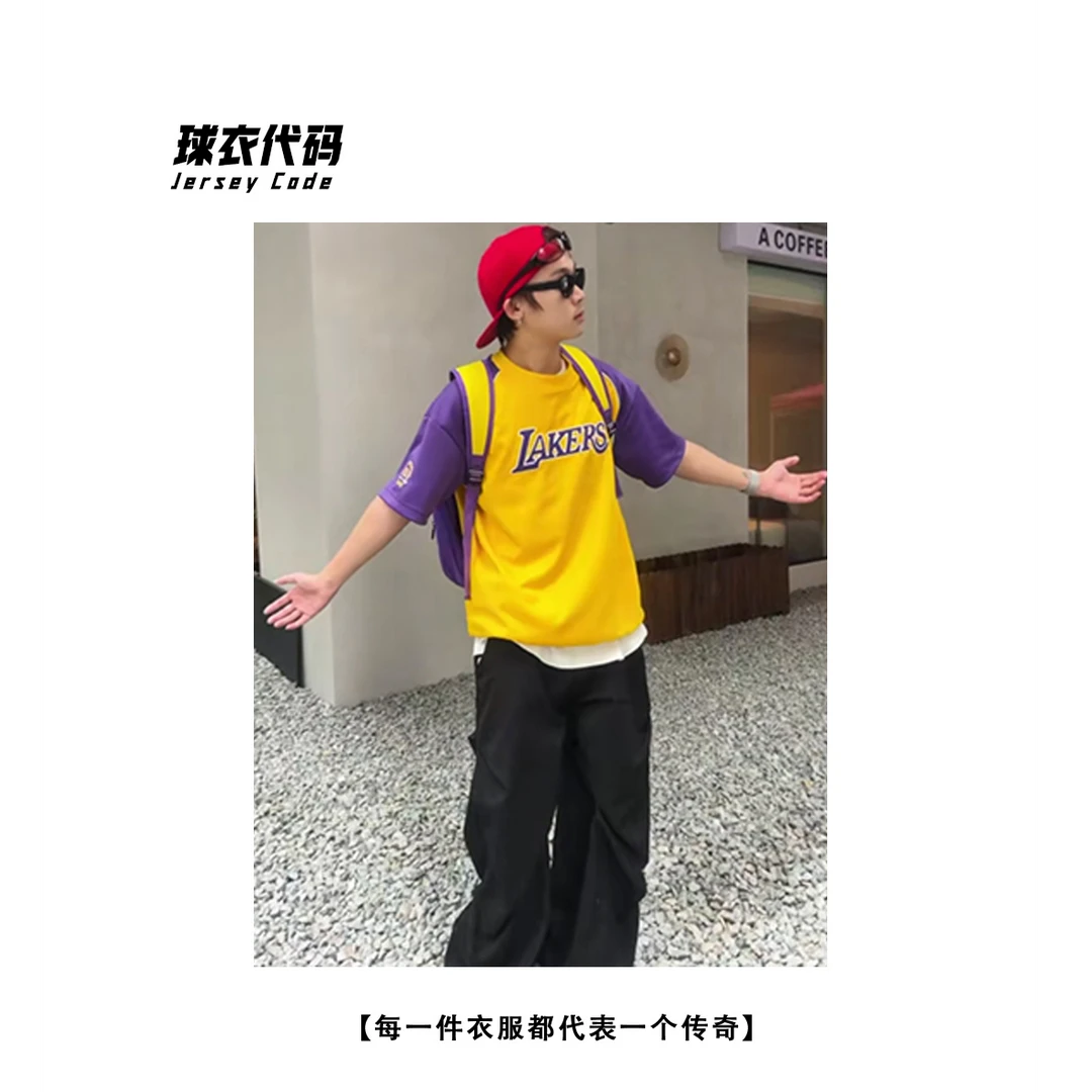 【紫金湖人】科比退役巡演投篮服经典重磅休闲百搭宽松短袖潮流Q063