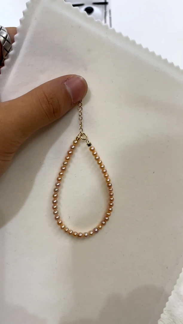 银S925镶嵌手绳淡水珍珠3.5-4