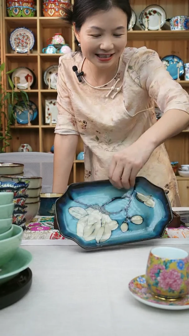 瓷片小可高温陶瓷一个八角鱼盘