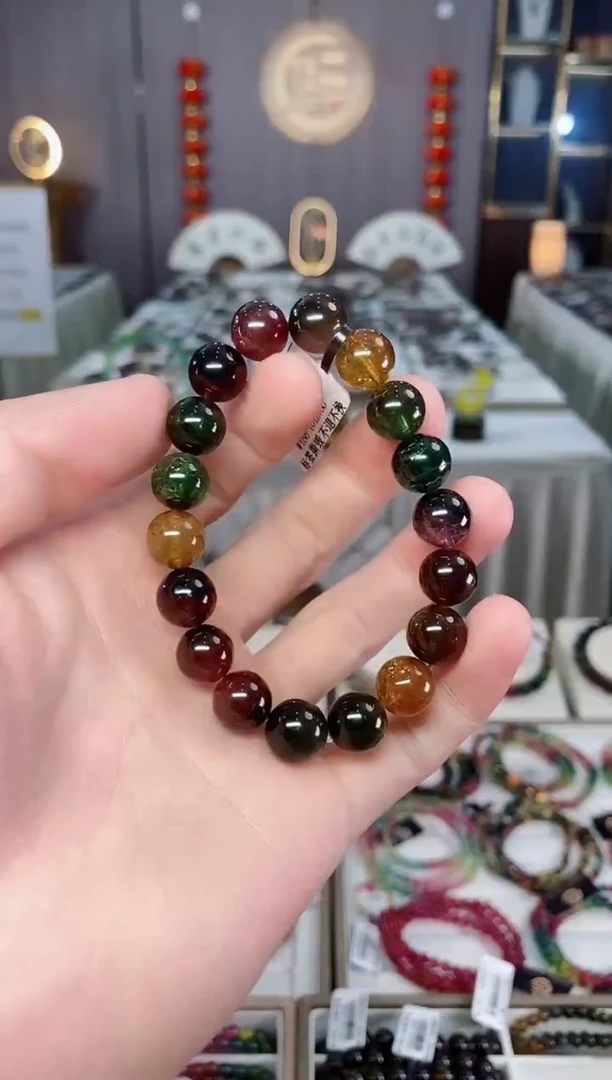 未镶嵌收藏级老矿碧玺单圈手串10mm+碧玺xion多样性发一条