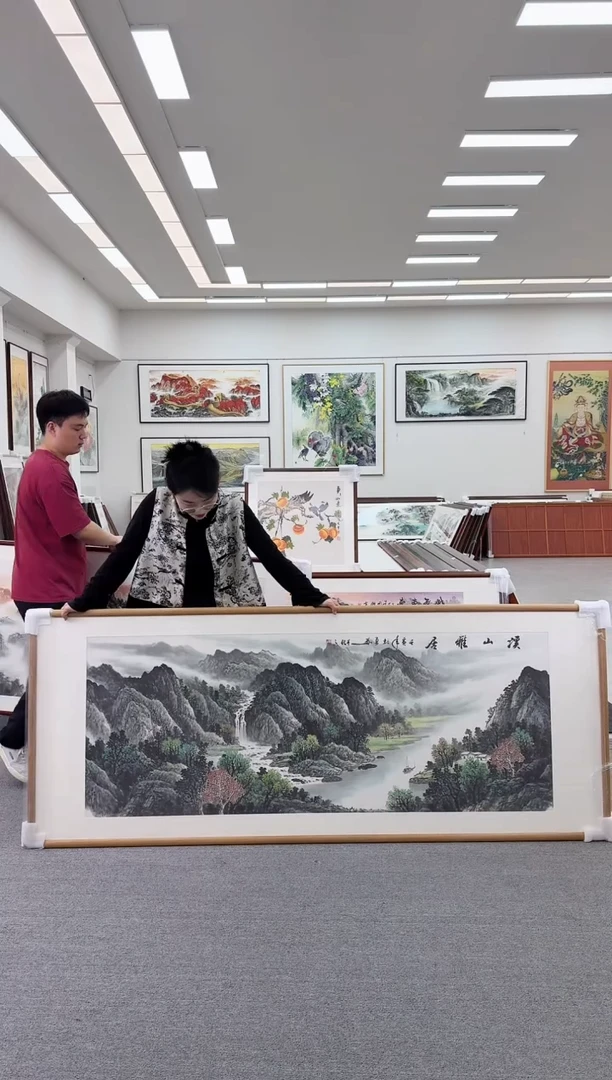 国画手绘   溪山雅居  219*88