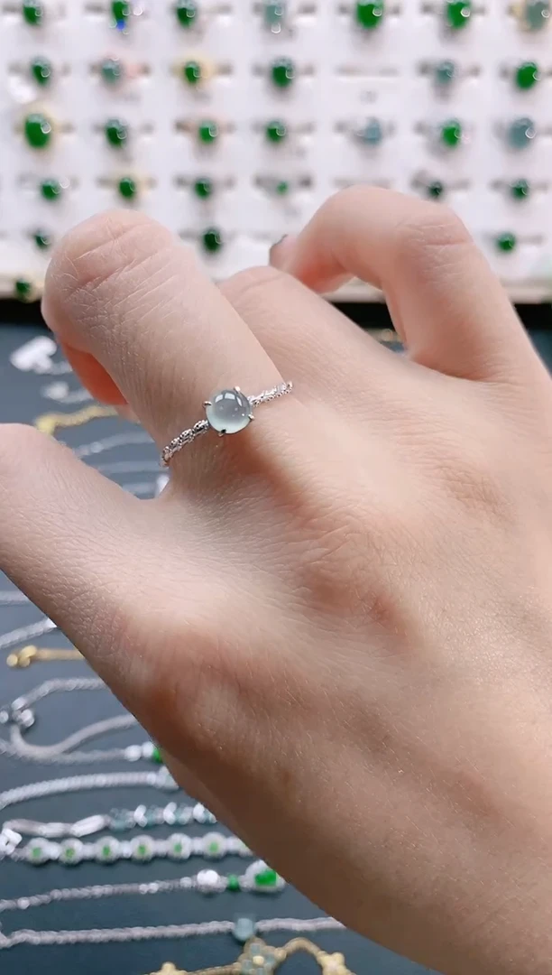 【闪购商品】翡翠戒指银S925镶嵌天然翡翠