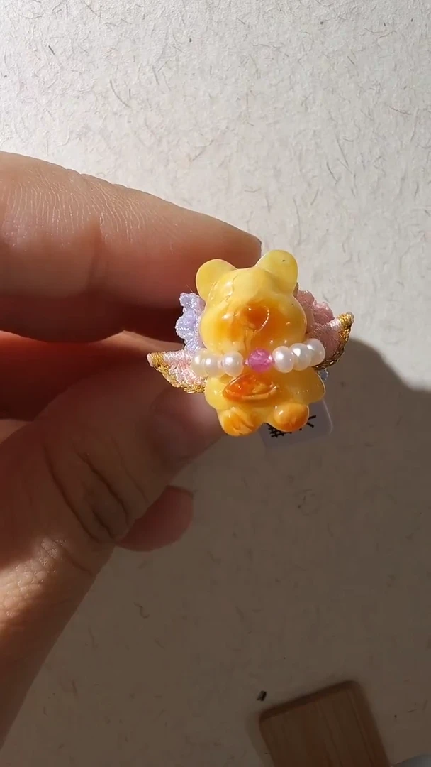未镶嵌蜜蜡戒指蜜蜡小熊戒指