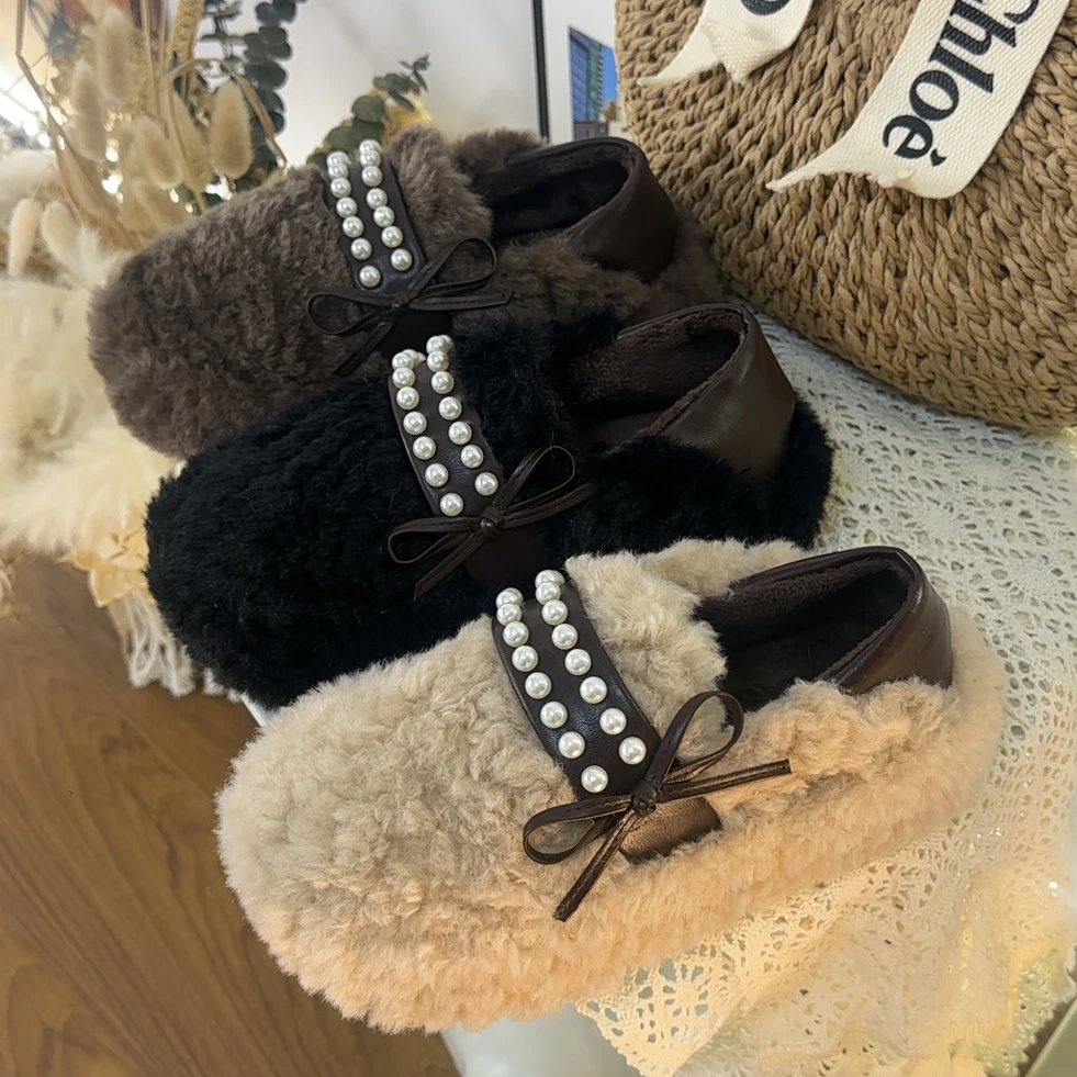 厚底仙女风毛毛鞋女2024年新款冬季外穿加绒保暖一脚蹬乐福鞋棉鞋